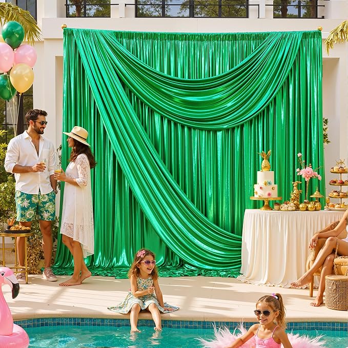20ftx10ft Green Sequin Backdrop Curtain Panels for Parties, Wrinkle Free Glitter Photo Backdrop Drapes 4 Panels Shimmer Back Drop Cloth for Wedding Birthday Christmas Photography Background
