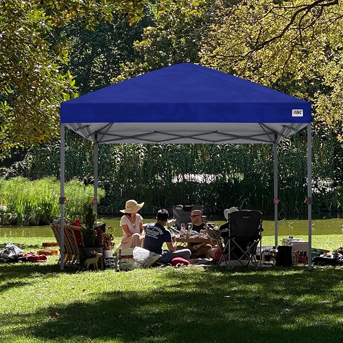 ABCCANOPY 10x10 Pop Up Canopy - Outdoor Patio Portable Canopy Tent Gazebo Heavy Duty for Backyard and Deck with 4 Sandbags and 8 Stakes (Dark Blue)