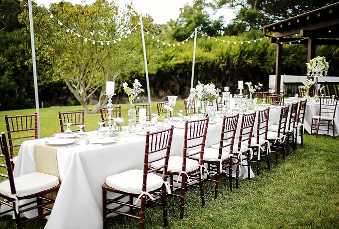 fani 10 Packs 90 x 132 Inch Tablecloth, White Polyester Table Cloth for 8ft Rectangle Tables, Stain and Wrinkle Resistant Washable Fabric Table Cover for Wedding Banquets Parties Buffet Dining Table