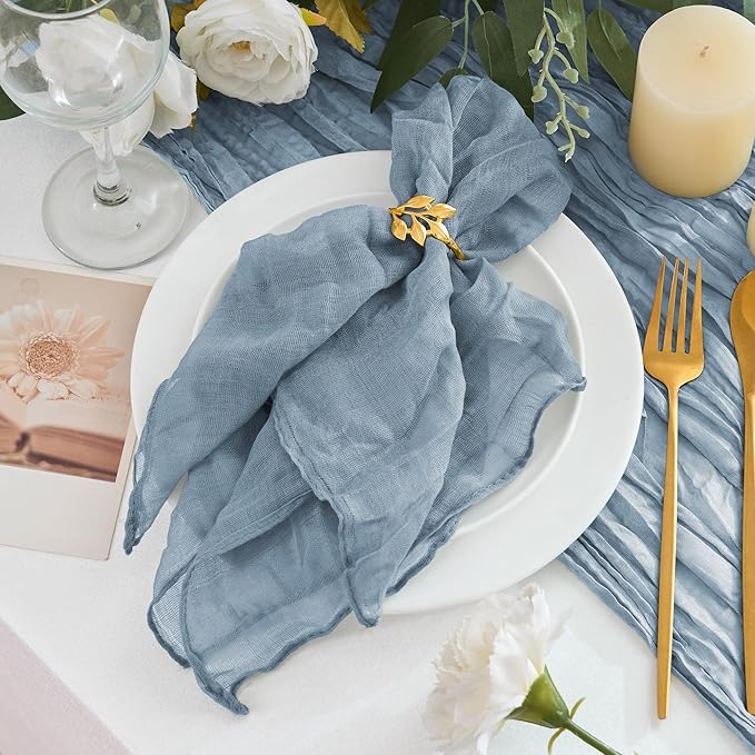 50 Pack Cheesecloth Napkins 20"x20" Dusty Blue Boho Gauze Cheese Cloth Napkins Bulk Rustic Dinner Table Decor for Wedding Bridal Baby Shower Party