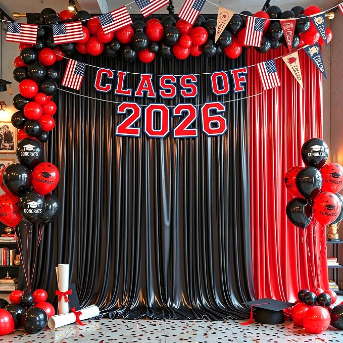 10x10 ft Red Glitter Backdrop Curtain for Parties, Wrinkle Free Glitter Photo Backdrop Drapes 2 Panels 5x10FT Shimmer Back Drop Cloth for Wedding Birthday Valentines Photography Background Decor