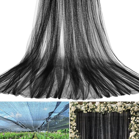 Windyun Netting Fabric Tulle 118" by 11 Yards (33 ft) Spool Mesh Fabric for Wedding Baby Shower Party Decorations DIY Tutu Skirts Crafts Garden Large Mosquito Nets Tulles Supplies(Black)