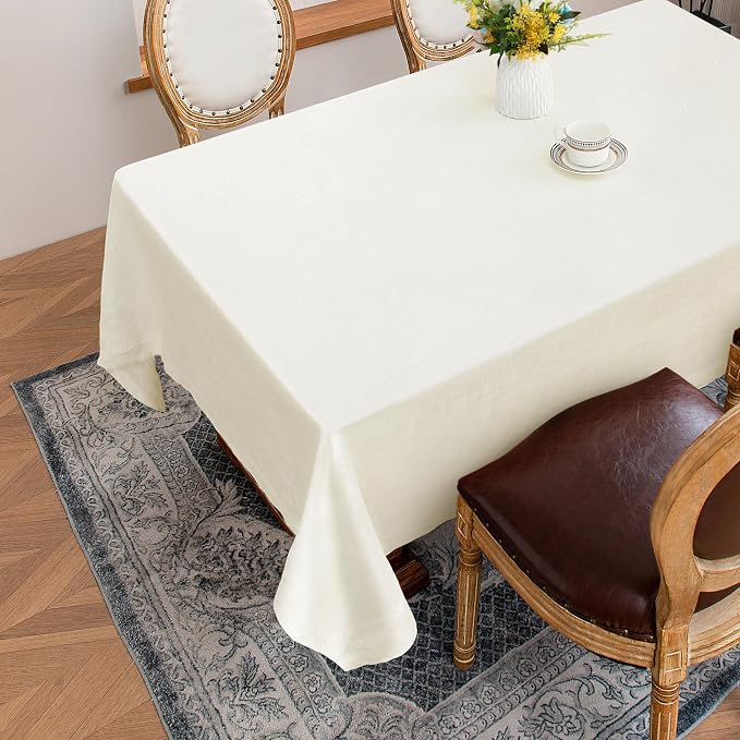 Linen World Linen Tablecloth,100% Pure Linen Cream Tablecloth 72" x 72" Inch,Washable Square Tablecloth for Dining,Outdoor,Weddings and Restaurants,Decorative Thanksgiving Christmas,Jacquard Weave