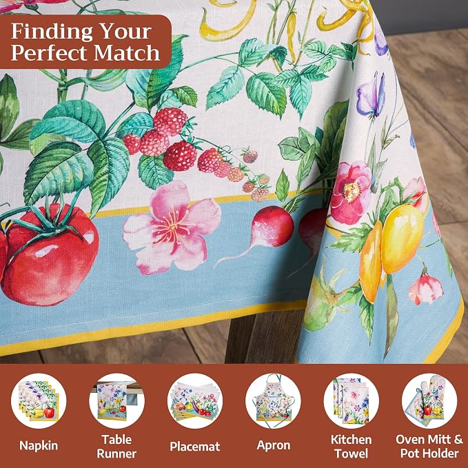 Maison d' Hermine Table Cloth Rectangle Table 100% Cotton 60 x 108 Inches Tablecloth Reusable Decorative for Dining Kitchen Room Farmhouse Party Home Hotel Restaurant Spring Summer - Giverny