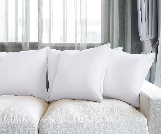 Utopia Bedding Throw Pillows (Set of 4, White) – 22 x 22 Inches Down Alternative Pillows for Bed, Sofa, and Couch - Fluffy Decorative Stuffer Pillow for Indoors & Outdoors