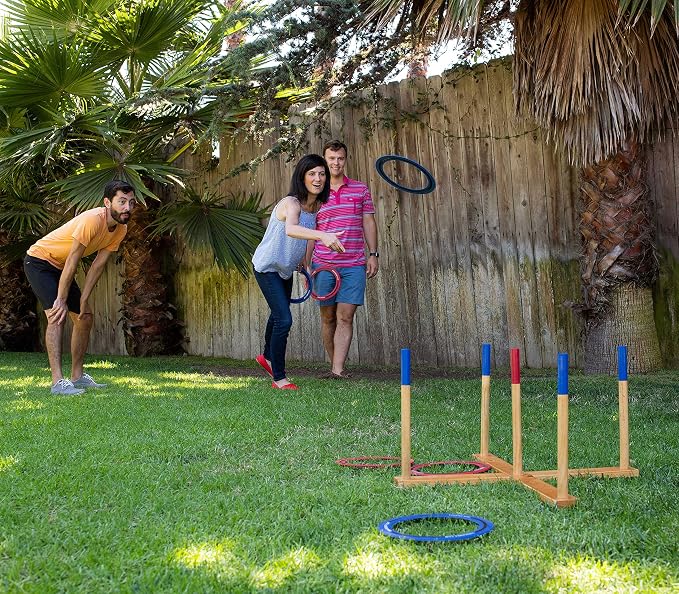 Yard Games Giant Ring Toss with Soft-Touch Tossing Rings and Finished Wood Target
