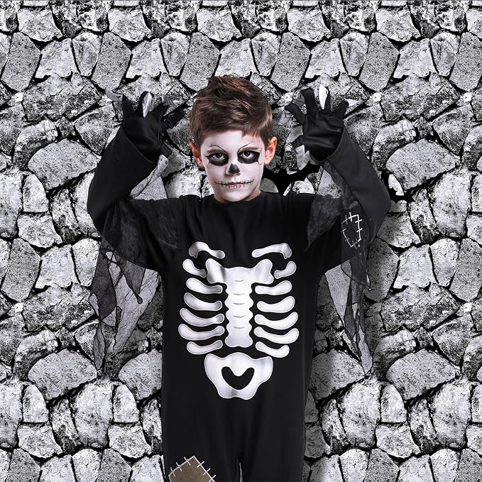 Kochorie 100 Ft X 54 Inch Halloween Stone Wall Tablecloth Roll with Cutter Box Disposable Plastic Stone Table Cover Medieval Party Castle Brick Wall Backdrop for Halloween Birthday Knight Theme Party