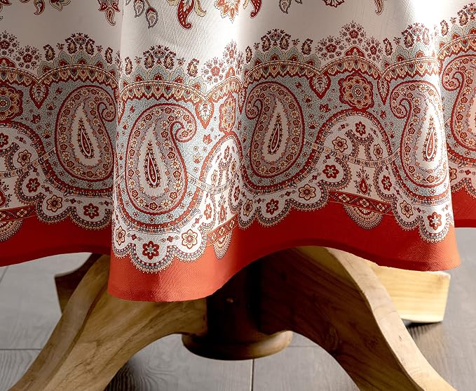 Maison d' Hermine Table Cloth Round Table 100% Cotton 63 Inches Fall Tablecloth Reusable Everyday Use for Thanksgiving Christmas Decorations Dining Farmhouse Party (Cachemire)
