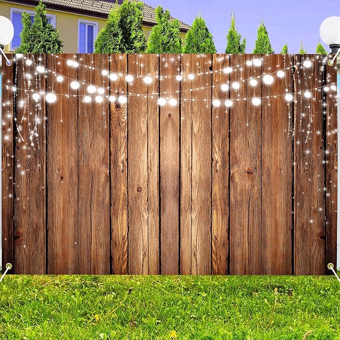 10x6 FT$ Wooden Board Backdrop Large Rustic Wood Background Vintage Brown Floor Photo Props Decorations Polyester for Adults Kids Birthday Banner Baby Shower Portrait Photography Supplies