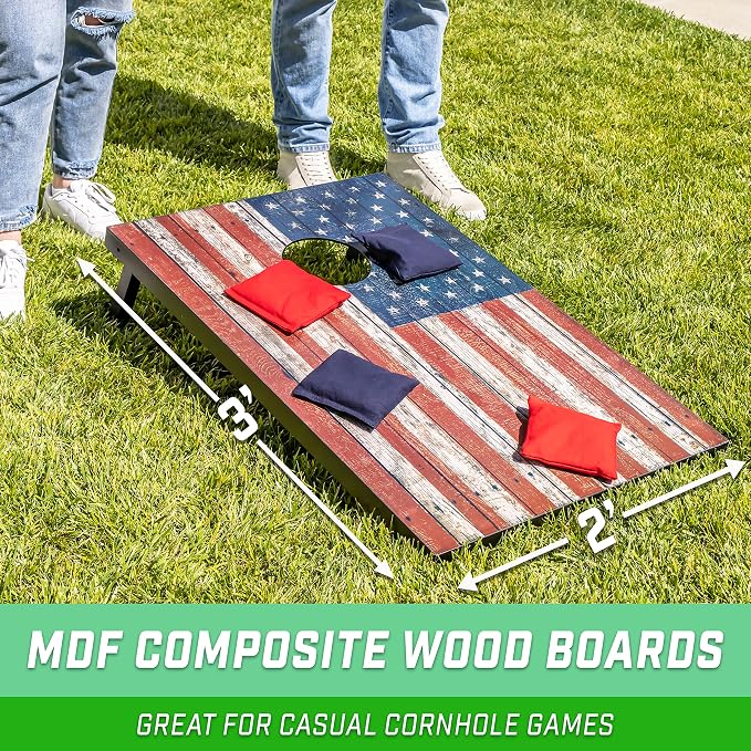 GoSports Portable Cornhole Sets, 8 Styles – Choose 4 x 2 ft or 3 x 2 ft - Boards Include 8 Bean Bags, Travel Case, and Game Rules