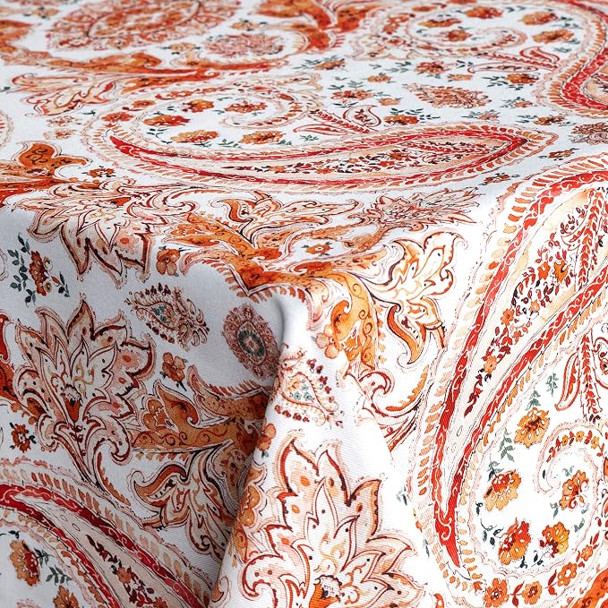 Maison d' Hermine Table Cloth Rectangle Table 100% Cotton 60 x 90 Inches Fall Tablecloth Reusable Everyday Use for Thanksgiving Christmas Decorations Dining Farmhouse Party (Orient)