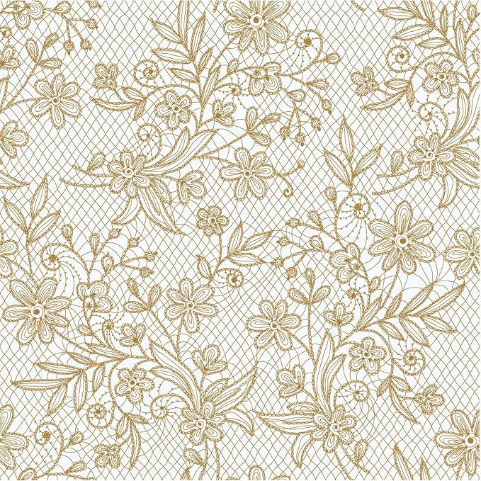 Exquisite Lace Table Cloth Rectangle Table Plastic 12-Pack Lace Tablecloth Rectangular 54" X 108" | Clear & Gold Floral Tablecloth Disposable | Wild Flower Party Decorations & Party Supplies