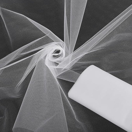 White Tulle Tape Roll 54 Inch x 10 Yards for DIY Crafts Weddings Sewing DIY Projects Gift Wrap and More - Multiple Colours of Tulle mesh