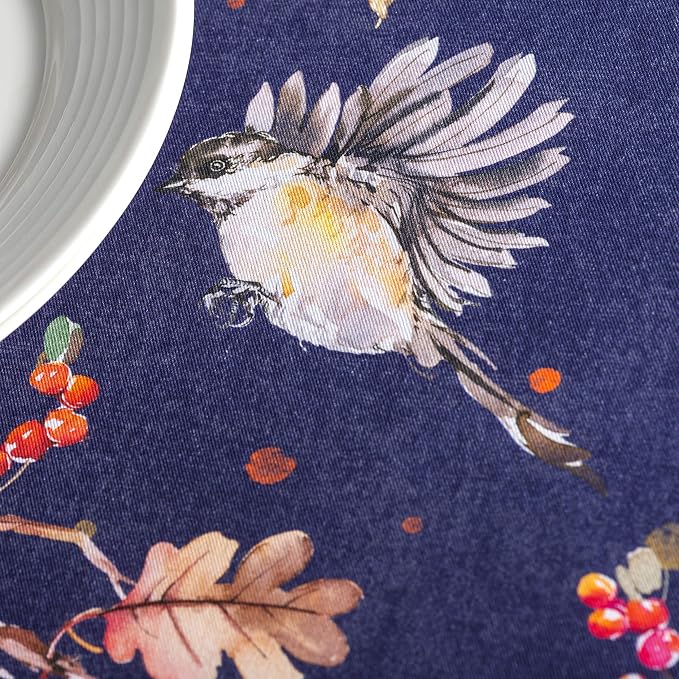 Maison d' Hermine Table Cloth Round Table 100% Cotton 63 Inches Fall Tablecloth Reusable Everyday Use for Thanksgiving Christmas Decorations Dining Farmhouse Party (Kelim - Infinity)