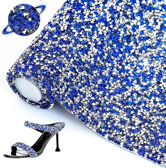 Locacrystal Bling Resin Rhinestone Sticker DIY Car Decoration Stickers Self-Adhesive Hotfix Glitter Crystal Gem Sheet Stickers for Car & Crafts Decoration(Sliver Blue,9.4"x15.8")
