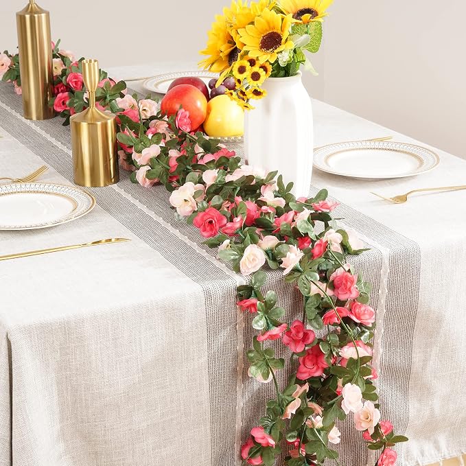 BLEUM CADE 5Pcs 41Ft Flower Garland Artificial Rose Vines for Bedroom, Cute Fake Hanging Flower Vines Floral Garland Decorations for Wedding Party Wall Room Decor Aesthetic