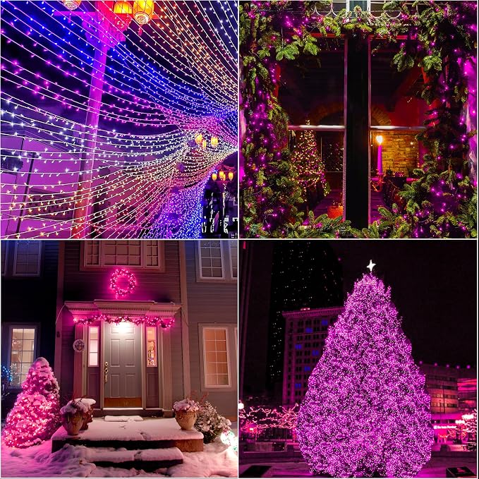 LAMPHOME 200 LED Pink Valentine Lights, 66ft 16 Modes Valentine Room Lights Clear Wire,Connectable Plug in Pink Christmas String Light Indoor Outdoor for Christmas Bedroom Valentines Party