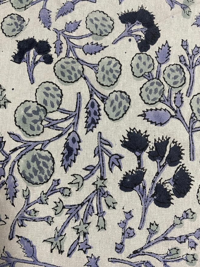 Ridhi Round Tablecloth Hand Block Print 100% Cotton Reusable Baby Blue Floral 110 Inch Table Cover Decorative Everyday Use for Dining, Home, Party, Wedding, Farmhouse Gift for Spring, Mother's Day