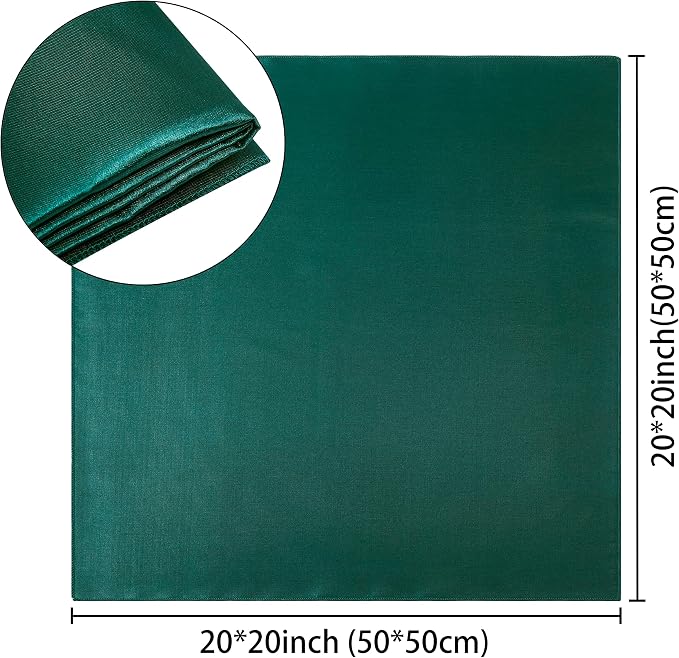 100 Pack Square Satin Dinner Napkins, 20x22 Inches Silky Soft Smooth Table Cloth Napkins for Restaurant Weddings Banquet Party Decoration, Blackish Green