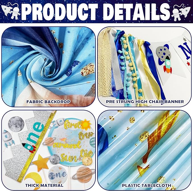 First Trip Around The Sun Birthday Party Decorations for boy 1st Birthday Supplies First Trip Around The Sun Backdrop Balloons Garland Monthly Photo Banner Space Theme Party Decor