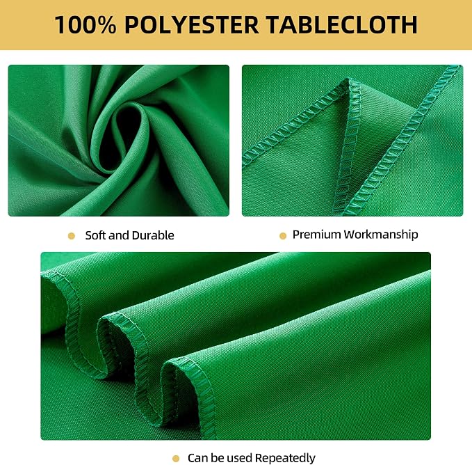 6-Pack Round 90-inch Forest Green Table Cloths, Solid Stain and Wrinkle Resistant Circular Tablecloth, Premium Plain Weave Polyester Fabric Table Linen Covers for Hotel, Banquet