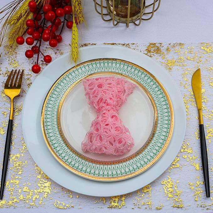 Snowkingdom Glitter Metallic Gold Table Runner 11"x108" Thin Mesh Sparkle Runner Roll Table Decorations for Wedding Bridal Shower, Baby Shower, Christmas, Birthday Party （1PC）