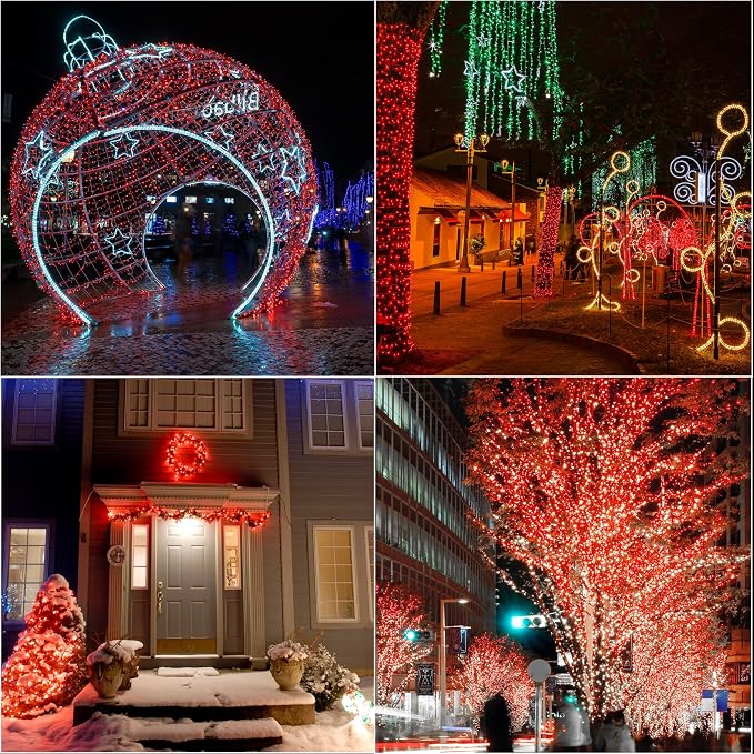 LAMPHOME 200 LED 66ft Valentines Decorative Mini Lights, Red String Lights Outdoor Valentines Day Decorations,Christmas Fairy String Lights Plug in, 16 Lighting Modes Waterproof for Tree Wedding Party