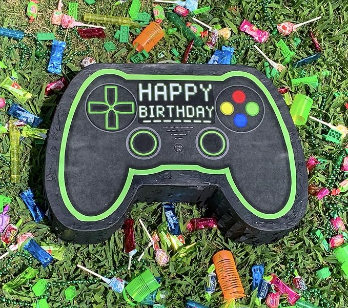Video Gaming Pinata Controller Set, Great for Gamer Birthday Decorations, Pinatas, Birthday for Boys, Level Up Party Supplies, fits Pinata Stuffers