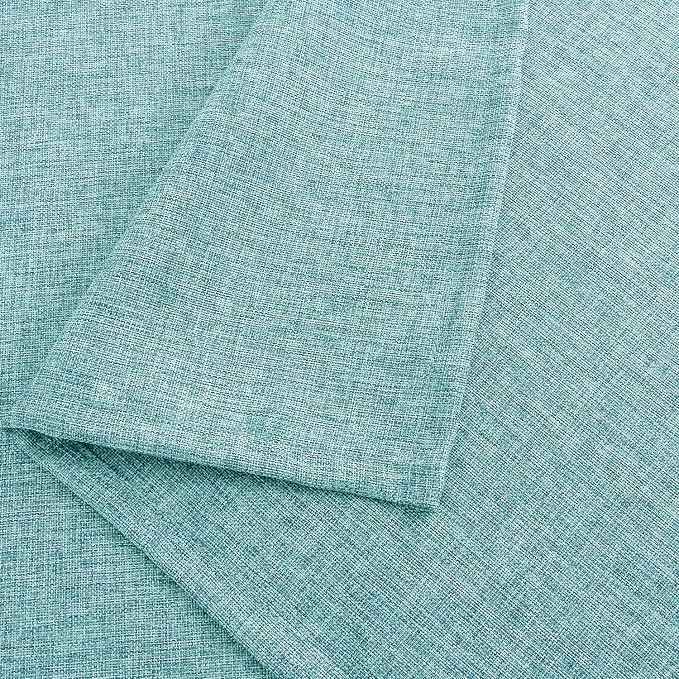 Hiasan 2 Pack Faux Linen Rectangle Tablecloth - Wrinkle and Stain Resistant Washable Table Cloth for Kitchen Dining Room Holiday Table Cover for Party Dinner, Aqua, 60 x 102 Inch