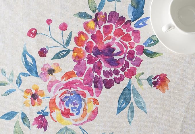 Maison d' Hermine Table Cloth Rectangle Table 100% Cotton 70 x 90 Inches Tablecloth Reusable Decorative for Dining Kitchen Room Farmhouse Party Home Hotel Restaurant Spring Summer - Rose Garden