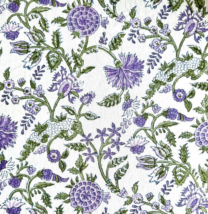 ATOSII Mahoka 100% Cotton Round Spring Summer Tablecloth, Block Print Floral Table Cloth for Kitchen Dining Linen I Parties, Weddings, OutdoorsI 72" Inches Round, 4 Seater