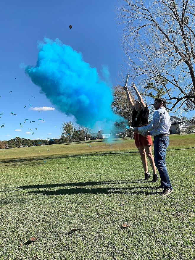 Gender Reveal Surprise - Blue Gender Reveal Powder Cannon Bundle - Easy to Use Blue Powder Cannon for Baby Gender Reveal Parties, Baby Showers & More - Easy to Use Powder Popper - 16 Inch - 2 Pack