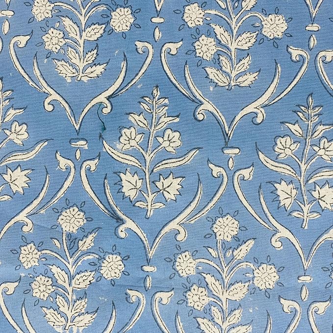 Ridhi Cornflower Blue Hand Block Print Cotton Rectangle Tablecloth 102" x 48" inches Reusable Table Cover Decorative Everyday Use for Dining Room, Farmhouse, Home Gift for Spring, Mother's Day