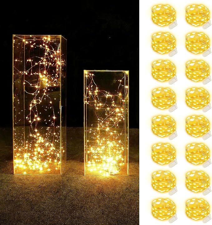 MUMUXI Battery Operated LED Fairy Lights, 16 Pack, 10ft Warm White, Waterproof, Energy Efficient, Indoor Outdoor Usage