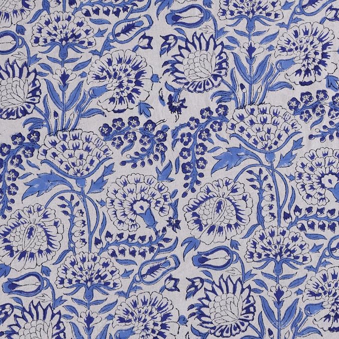 ATOSII Indigo Bloom 100% Cotton Rectangle Fall Tablecloth, Handblock Floral Linen Table Cloth for Dining Table I Parties Christmas Thanksgiving Grand Millennial Home Decor 72 X 120 Inches I 10 Seater