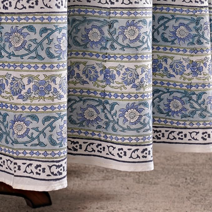 Ridhi Round Tablecloth Hand Block Print 100% Cotton Reusable Asparagus Green 132 Inch Table Cover Decorative Everyday Use for Dining, Home, Party, Wedding, Farmhouse Gift for Spring, Mother's Day