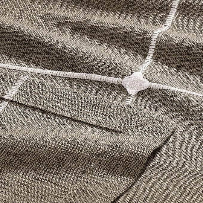 ZeeMart Grid Embroidered Hemmed Tablecloths, Cocoa Brown 60x60 Inch, Farmhouse Style Heavy Weight Cotton Linen Brown Tablecloths, Boho Plaid Water Resistant Square Table Cloth