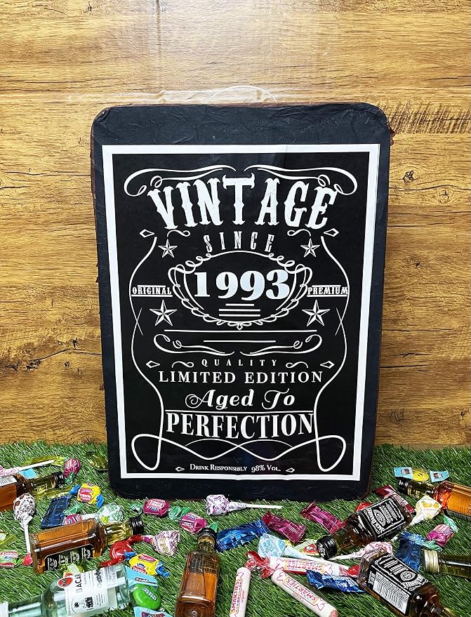 Jergrim Vintage Aged to Perfection Adult Piñata with stick and blindfold - 16x11x3 inches, Perfect for Party Decorations, Photo Prop, Funny Anniversary, 50th birthday – Fits candy/favors