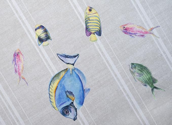 Maison d' Hermine Table Cloth Rectangle Table 100% Cotton 60 x 108 Inches Tablecloth Reusable Decorative for Dining Kitchen Room Farmhouse Party Home Hotel Restaurant Spring Summer - Poisson