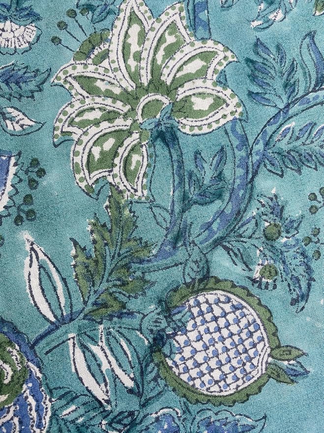 Ridhi Round Tablecloth Hand Block Print 100% Cotton Reusable Turquoise & Steel Blue 110 Inch Table Cover Decorative Everyday Use for Dining, Home, Wedding, Farmhouse Gift for Spring, Mother's Day