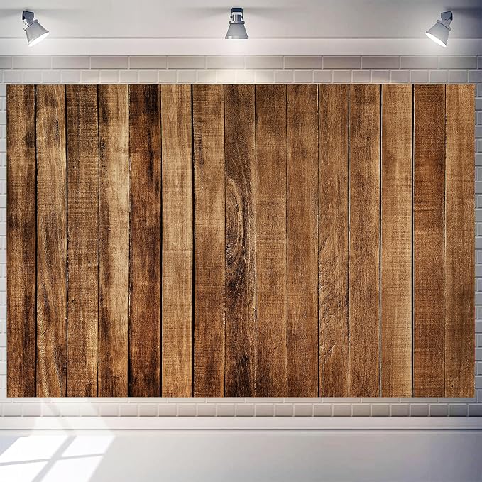 8x6 FT Wood Backdrop for Photography Rustic Brown Wooden Board Background Decoration Large Floor Wall Photo Booth Birthday Party Banner Holiday Celebration Event Anniversary Supplies