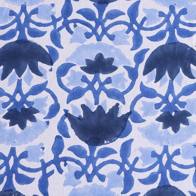 ATOSII Positano Blue 100% Cotton Rectangle Fall Tablecloth, Handblock Floral Linen Table Cloth for Kitchen Dining Table I Parties Wedding Christmas Thanksgiving I Fall Decor 60 X 108 Inches I 8 Seater