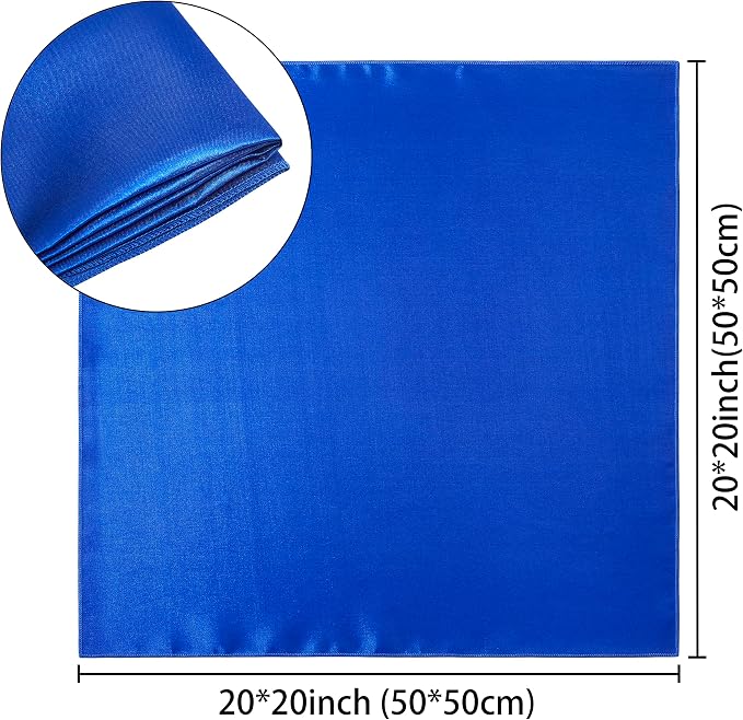 50 Pack Square Satin Dinner Napkins, 20x20 Inches Silky Soft Smooth Table Cloth Napkins for Restaurant Weddings Banquet Party Decoration, Royal Blue