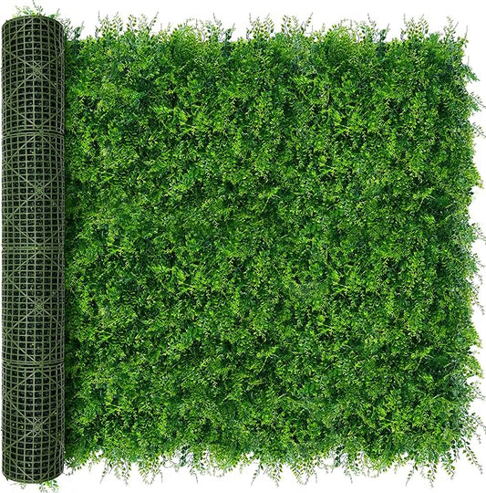 Greenery Faux Grass Wall Backdrop: 80"x120" (67 SQFT) UV-Anti Artificial Green Boxwood Panel for Patio Balcony Privacy & Ivy Fence Covering Privacy, Garden, Backyard Wall Backdrop Decor
