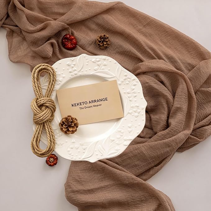 Keketoarrange Cheesecloth Table Runner Nude Gauze Rustic Boho Coffee Cheese Cloth 120 Inch 10 FT for Wedding Baby Shower Bridal Shower Birthday Party Long Sheer Summer Farmhouse Home Decorations