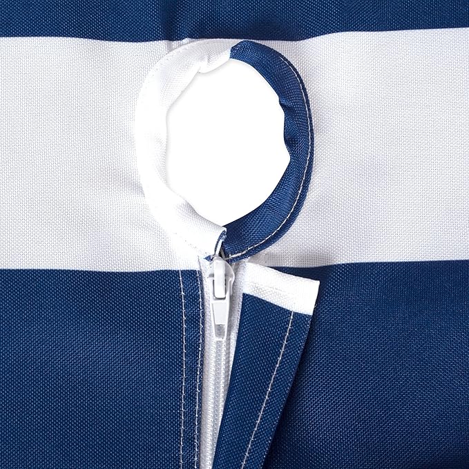 DII Cabana Stripe Outdoor Zippered Tabletop Collection, Stain/Wrinkle Resistant & Waterproof, 60x84, Nautical Blue