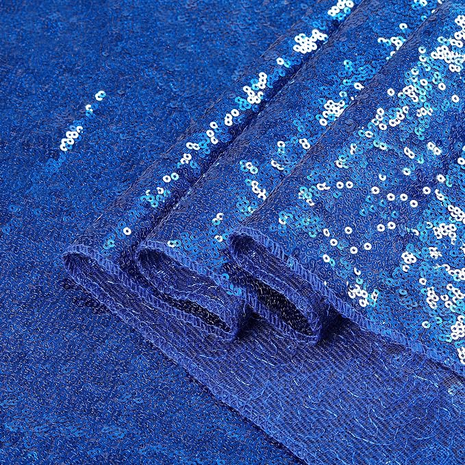 B-COOL Round Sequin Tablecloth Sparkle Party Decorations: 90 Inch Table Cloth Royal Blue Sequin Fabric Overlay for Indoor Outdoor Dining Parties Home